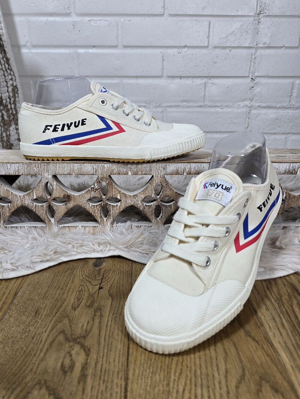 Feiyue Vintage Inspired Low Top Ivory Canvas Sneakers Size 10